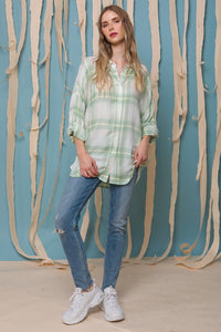 Green Oversized Plaid Shirt