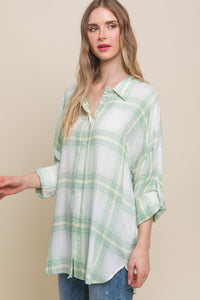 Green Oversized Plaid Shirt