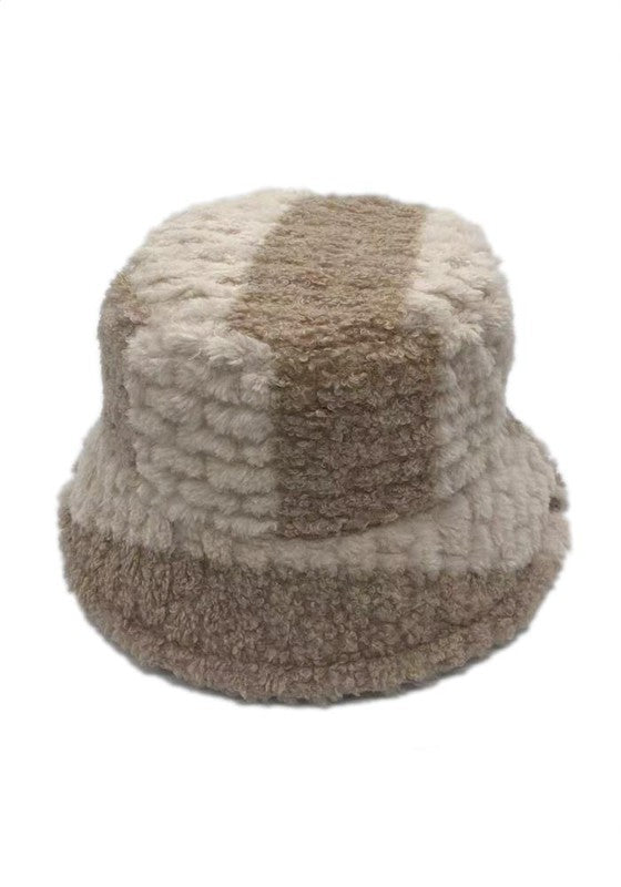 Taupe Two Tone Sherpa Bucket Hat