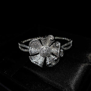 Silver Flower Cubic Zirconia Bracelet