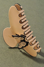 Ivory Butterfly Detail, Round Acrylic Claw Hair Clip