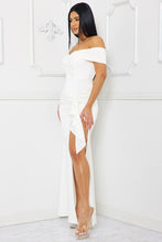 Ivory Off The Shoulder Criss Cross Front Maxi Dress
