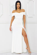 Ivory Off The Shoulder Criss Cross Front Maxi Dress