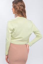 Light Green Open-Front Cropped Cardigan