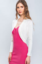 White Open-Front Cropped Cardigan