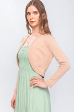 Beige Open-Front Cropped Cardigan