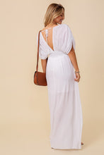 Off White Summer Spring Vacation Maxi Sundress Lined