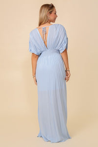 Light Blue Summer Spring Vacation Maxi Sundress Lined