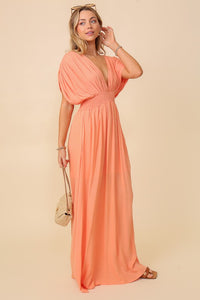 Melon Summer Spring Vacation Maxi Sundress Lined