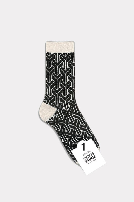 Black Woman Socks - Y Modern Jacquard（10pairs)