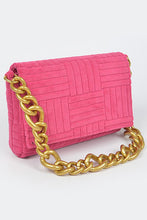 Berry Embossed Micro Suede Chain Clutch