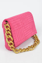 Berry Embossed Micro Suede Chain Clutch