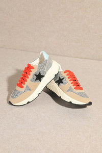 Beige Multicolor Glitter Fashion Sneakers