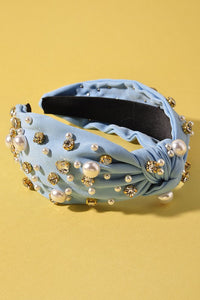 Light Blue Rhinestone Headband