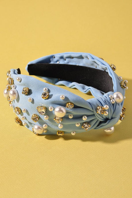 Light Blue Rhinestone Headband