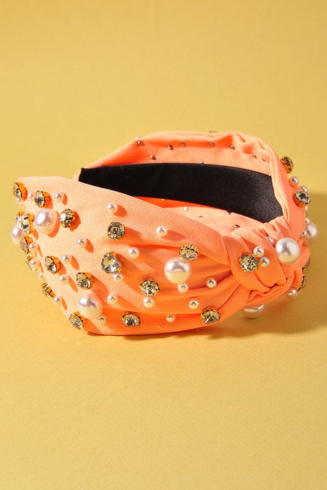 Orange Rhinestone Headband