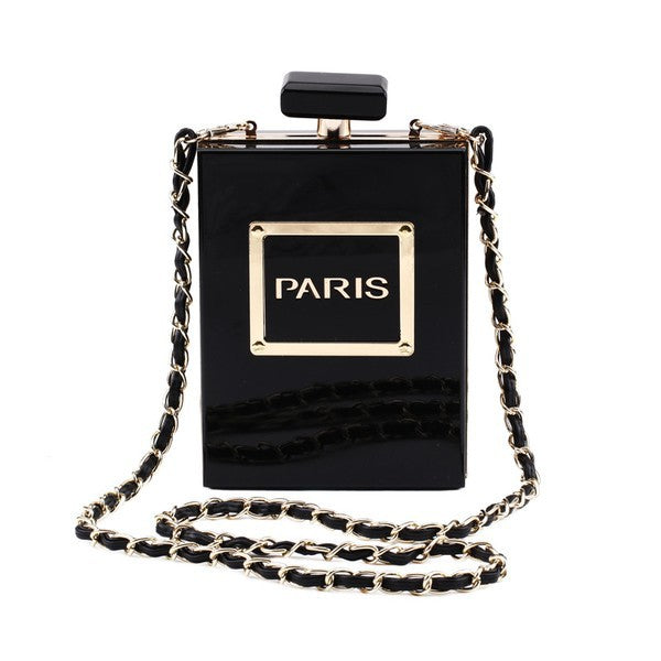 Black Transparent Purfume Side Clutch Crossbody Bag