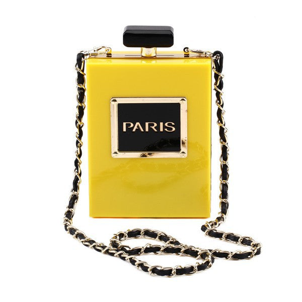 Yellow Transparent Purfume Side Clutch Crossbody Bag