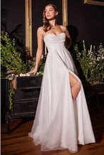 Off White Glitter Flocked Bridal Ball Gown