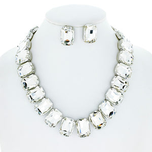 Rcl Crystal Octagon Cut Collar Necklace Set