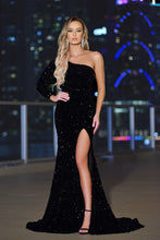Black Sequined Long Evening Dress
