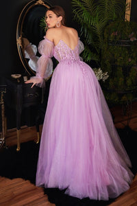 Lavender Wrapped Long Puffy Princess Dress