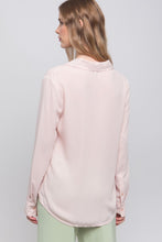 Blush Woven Long Sleeve Button Down Collared Blouse