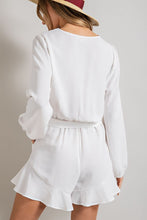 Off White V-neck Waist Tie Romper
