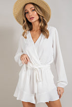 Off White V-neck Waist Tie Romper