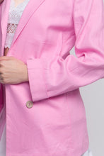 Pink Classic Slip Pockets Linen Blazer