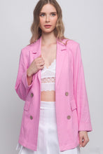 Pink Classic Slip Pockets Linen Blazer