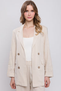 Natural Classic Slip Pockets Linen Blazer