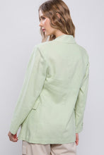 Light Green Classic Slip Pockets Linen Blazer