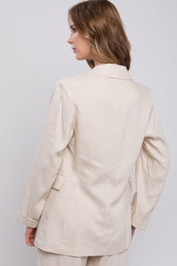 Natural Classic Slip Pockets Linen Blazer