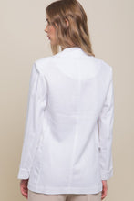 White Classic Slip Pockets Linen Blazer
