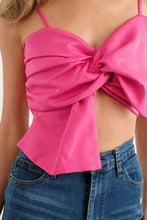 Hot Pink Sleeveless Cute Bow Crop Top
