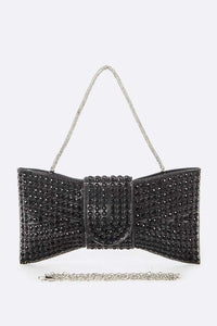 Black Pave Stone Bot Tie Clutch Bag