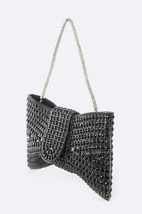 Black Pave Stone Bot Tie Clutch Bag