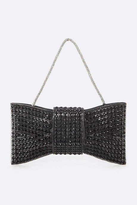 Black Pave Stone Bot Tie Clutch Bag