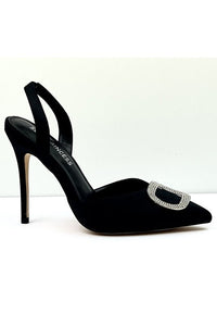 Black Pointed Toe Slingback High Heels