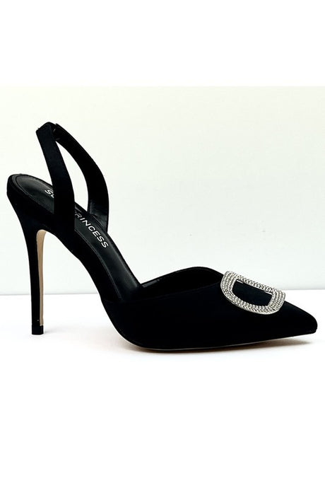Black Pointed Toe Slingback High Heels