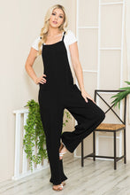 Black Wide Leg Premium Cotton Rib Overalls
