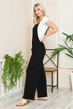 Black Wide Leg Premium Cotton Rib Overalls