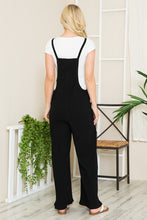Black Wide Leg Premium Cotton Rib Overalls