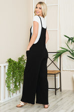 Black Wide Leg Premium Cotton Rib Overalls