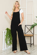 Black Wide Leg Premium Cotton Rib Overalls