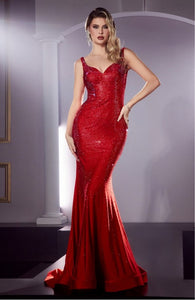 Red Fitted Hot Stone Gown