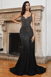 Black Fitted Hot Stone Gown