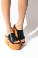 Black Faux Leather Platform Sandals