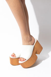 White Faux Leather Platform Sandals